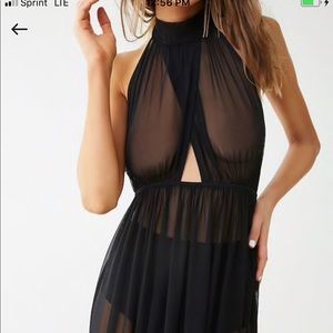 Sheer Halter Top Black Dress Forever 21 Size L